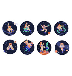 Astronaut In Outer Space Trendy Round Stickers