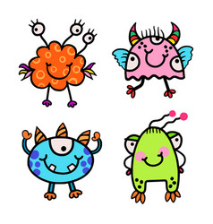 Funny Child Like Doodle Monsters