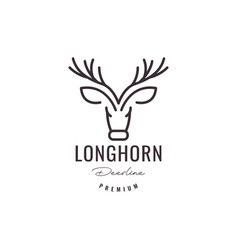 Head Deer Long Horn Line Art Hipster Logo Design