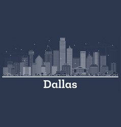 Outline Dallas Texas City Skyline With White