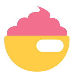 Pink Ice Cream In Yellow Bowl On A White