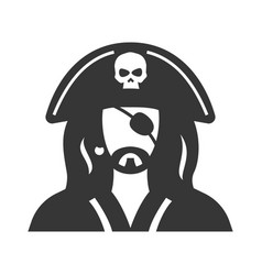 Pirate Avatar Bold Black Silhouette Icon Isolated