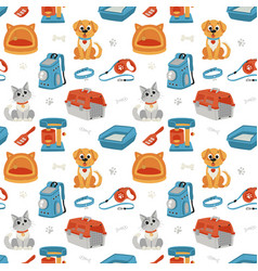 Seamless Pattern With Pets And Pet Care Items Cat