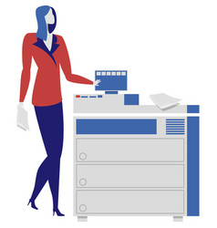 Woman Using Printer In Office Icon