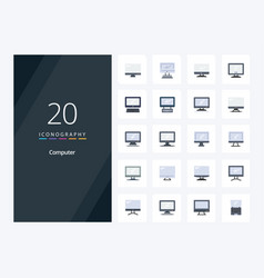 20 Computer Flat Color Icon For Presentation