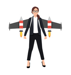 Businesswoman With Jetpack And Graph Fling Up