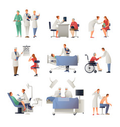 Doctor And Patient Flat Icons Set