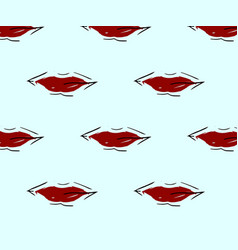 Seamless Pattern Of Burgundy Lips On Blue