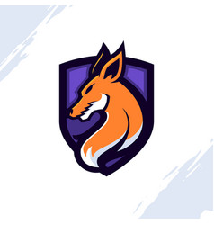 Shield And Fox Head Gaming Mascot Logo