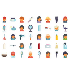 Coiffure Icons Set Flat Hair Salon