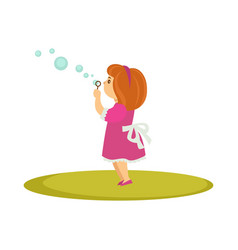 Girl blowing bubbles with numbers Royalty Free Vector Image