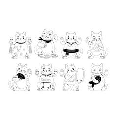 Lucky Cats Maneki Neko Linear Icons Feature