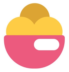 Yellow Ice Cream In Pink Bowl On A White