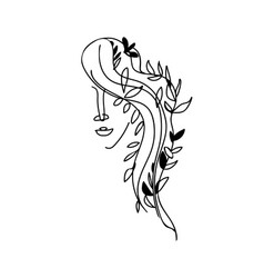 Black Outline Face Woman Symbol Spring Blooming