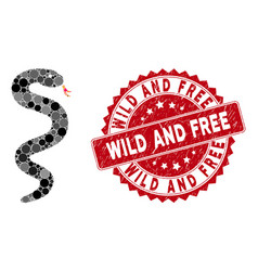 Collage Snake With Textured Wild And Free Seal