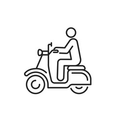 Person Rides Scooter Black Line Icon City