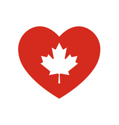 Red Heart With Canadian Maple Leaf Canada Day