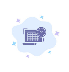 Time File Pen Focus Blue Icon On Abstract Cloud