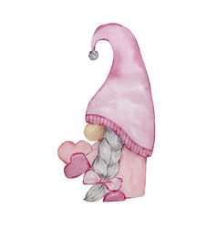 Cute Pink Valentine Gnome With Heart