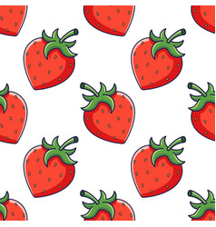 Cute Red Strawberry Seamless Pattern In Doodle