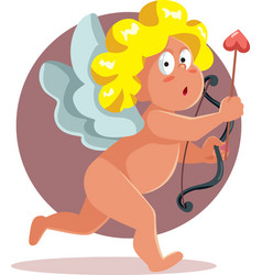 Funny Scared Cupid Running Away Cartoon Design