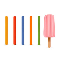 Set Of Realistic Popsicle Sticks Pink Strawberry