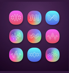 Sound Waves App Icons Set Music Rhythm Heart