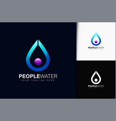 People Water Logo Design With Gradient