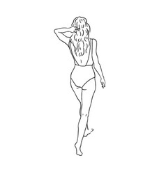 Woman In A Bathing Suit One Line Drawing