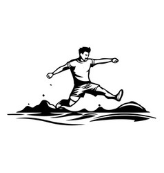 A Man Jumping On A Surfboard Water Sports