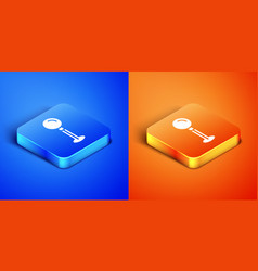 Isometric Push Pin Icon Isolated On Blue