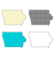 Set Of Iowa Map United States Of America Flat