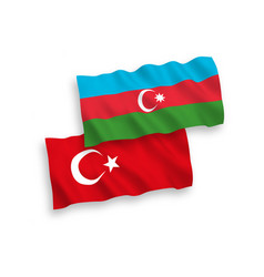 Flags Turkey And Azerbaijan On A White