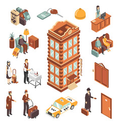 Hotel Isometric Icons Set