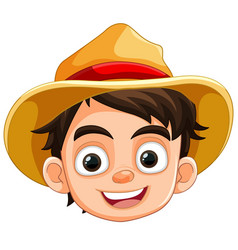 Happy Smiley Boy In Farmer Cowboy Hat