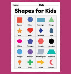 Basic shapes for kids printable page Royalty Free Vector