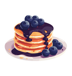 Stack Of Homemade Pancakes With Blueberry Syrup