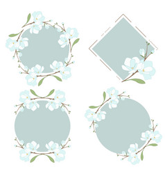 White Blue Magnolia Or Jasmine Wreath Frame