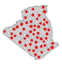 Carcass Polygonal Map Algeria With Red Covid19