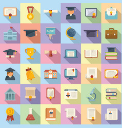 Degree Icons Set Flat Academic Bachelor