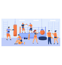 Men And Women Training In Boxing Club