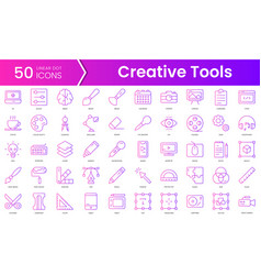 Set Of Creative Tools Icons Gradient Style Icon