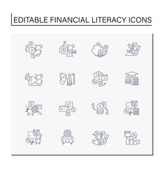 Financial Literacy Line Icons Set