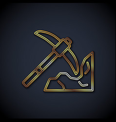 Gold Line Gold Mining Icon Isolated On Black