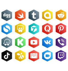 Hexagon Flat Color White Icon Pack Such As Viber