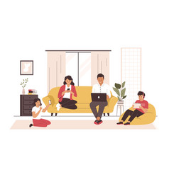 Internet Addiction Family Concept