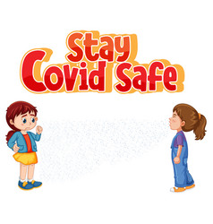 Stay Covid19 Safe Font In Cartoon Style With Two