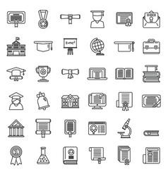 Degree Icons Set Outline Academic Bachelor