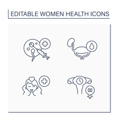 Women Health Line Icons Set