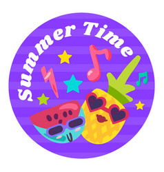 Cartoon Summer Time Round Sticker